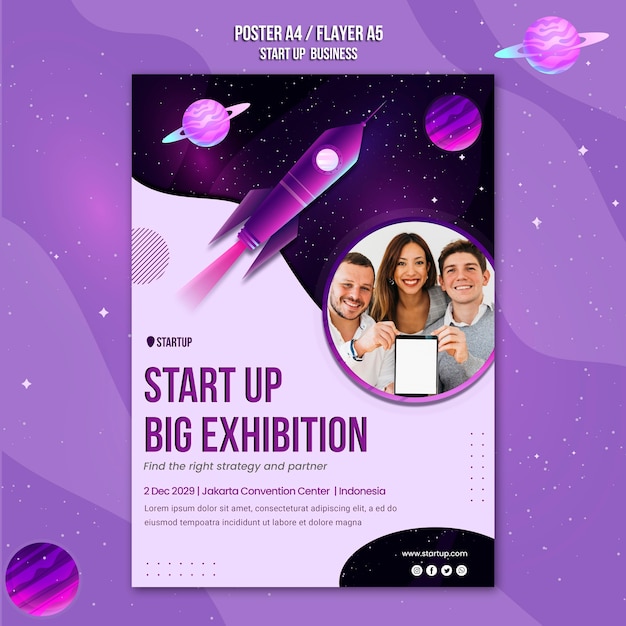 Gratis PSD start business concept poster sjabloon