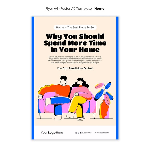 Staying at home vertical flyer template