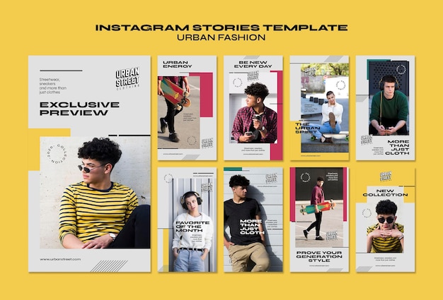 Gratis PSD stedelijke mode instagram verhalen sjabloon