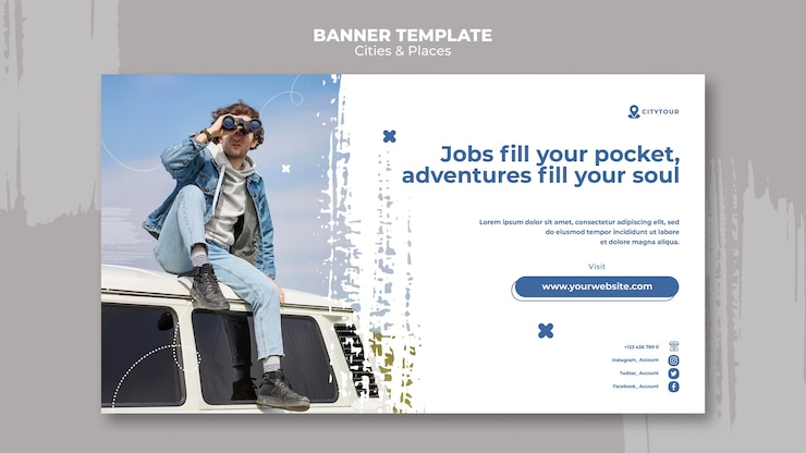Gratis PSD steden en plaatsen sjabloon voor spandoek