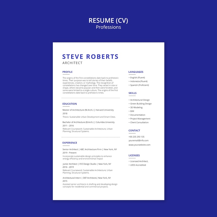 PSD Gratis steve roberts - architect resume