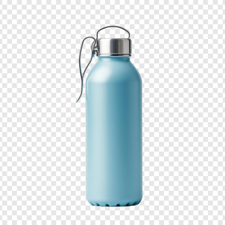 Gratis PSD stijlvolle lichtblauwe waterfles met een draaghandvat