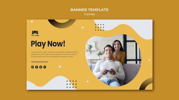 PSD gratuito stile del modello di banner di giochi