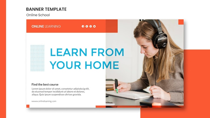 PSD gratuito stile di modello di banner scuola online