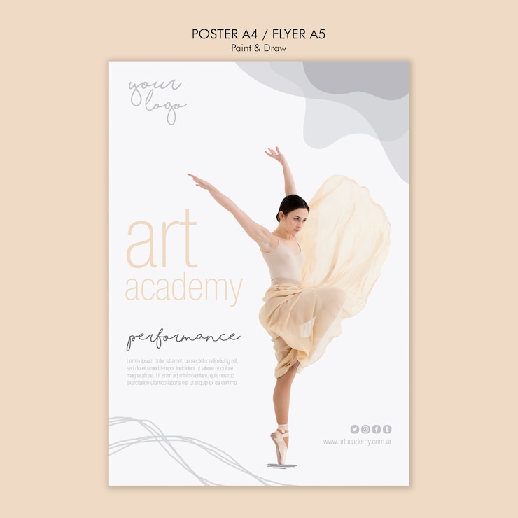 PSD gratuito stile di poster dell'accademia d'arte