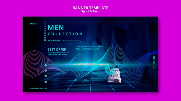 PSD gratuito stile modello banner sport e tecnologia