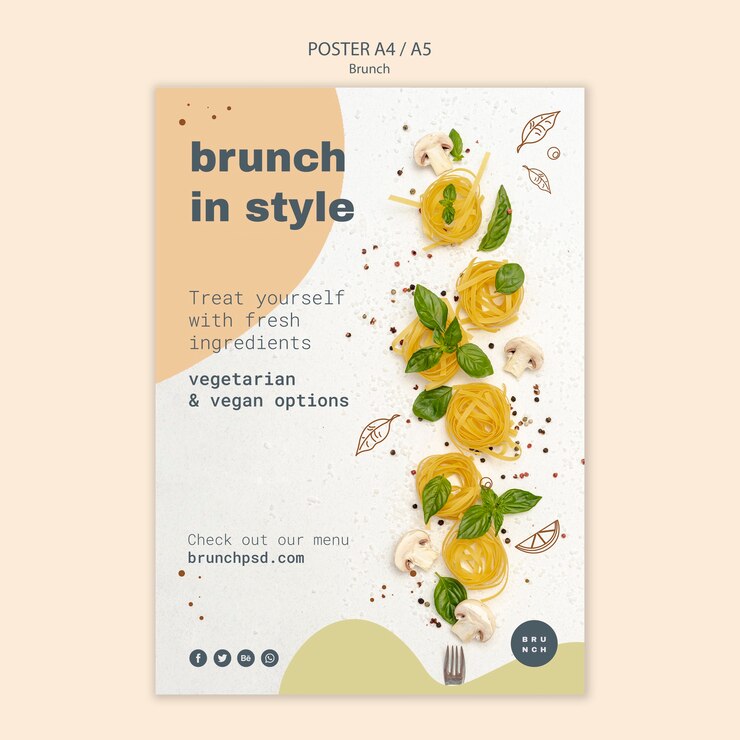 PSD gratuito stile poster per un delizioso brunch