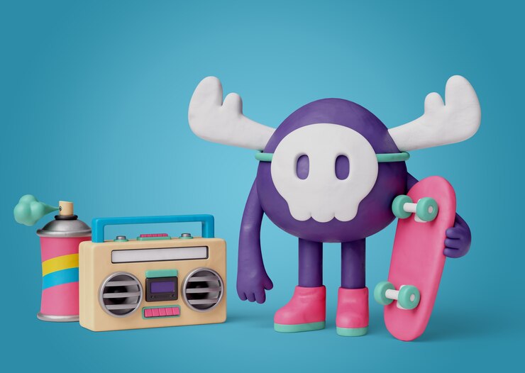 PSD Gratis still life 3d dari monster