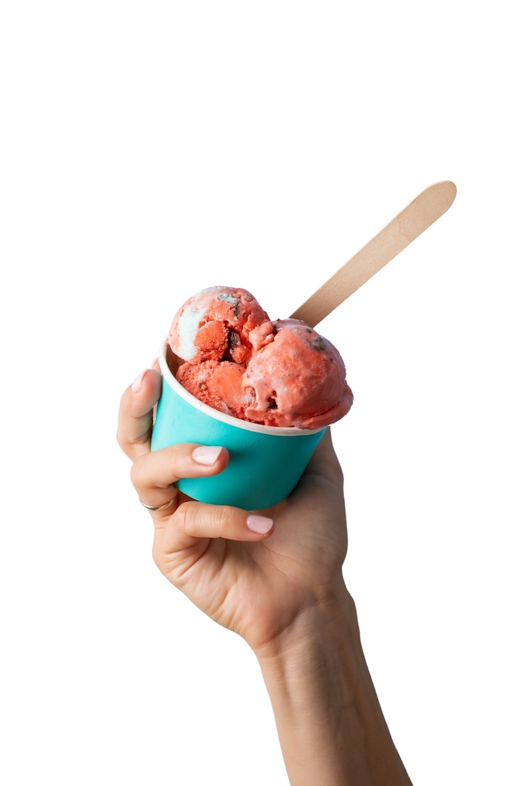 PSD Gratis still life kue kering dan es krim dalam mangkuk