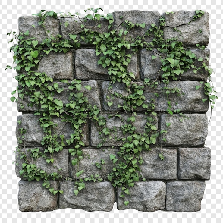 PSD Gratis stone wall with ivy a rustic texture image