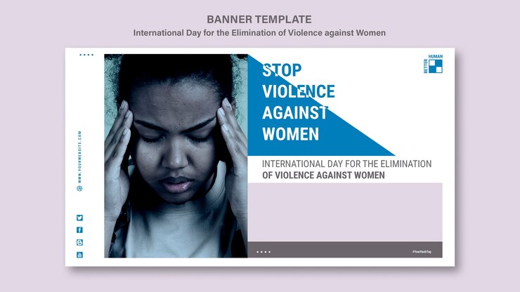 PSD gratuito stop alla violenza contro le donne modello di banner con foto