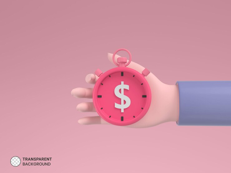 PSD Gratis stopwatch and coin 3d render isolated icon