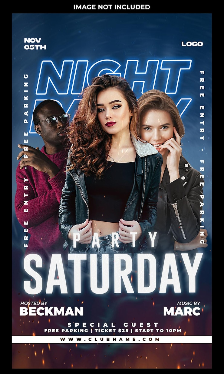 PSD gratuito storia dei social media del volantino del night club