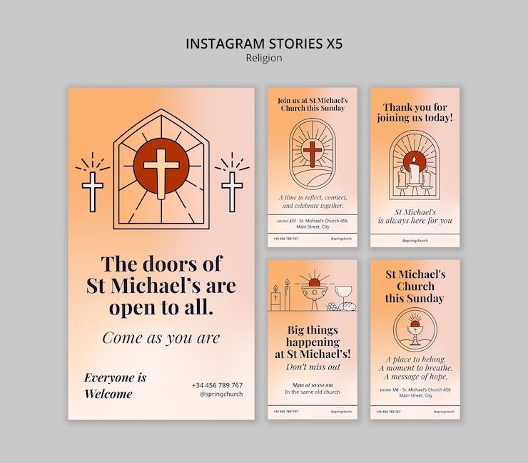 PSD gratuito storia di st. michael's church su instagram