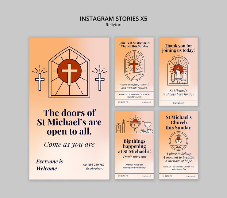 PSD gratuito storia di st. michael's church su instagram