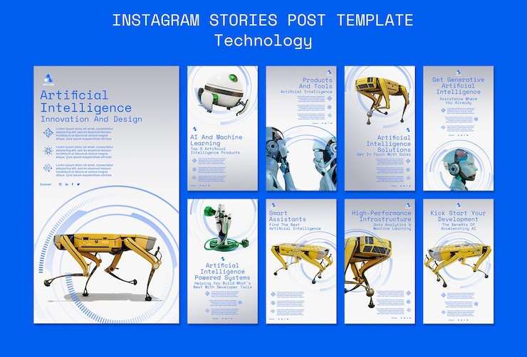 PSD gratuito storie di instagram con tecnologia ai gradiente