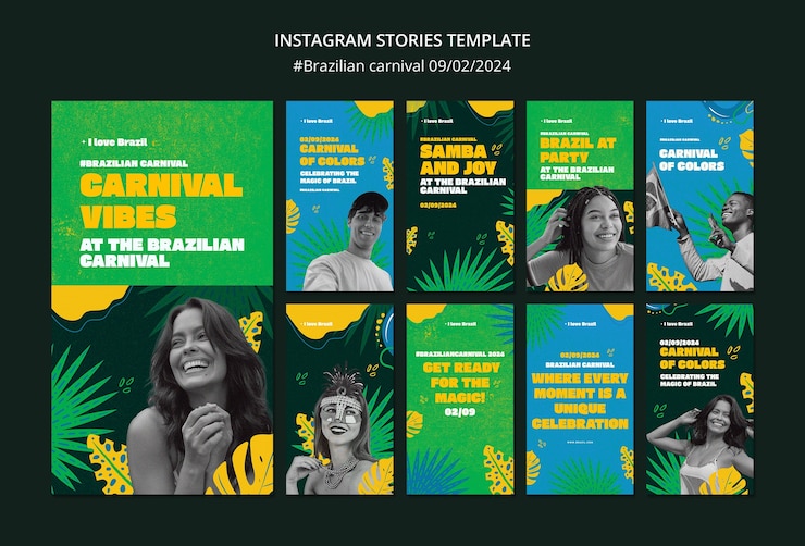 PSD gratuito storie di instagram del carnevale brasiliano