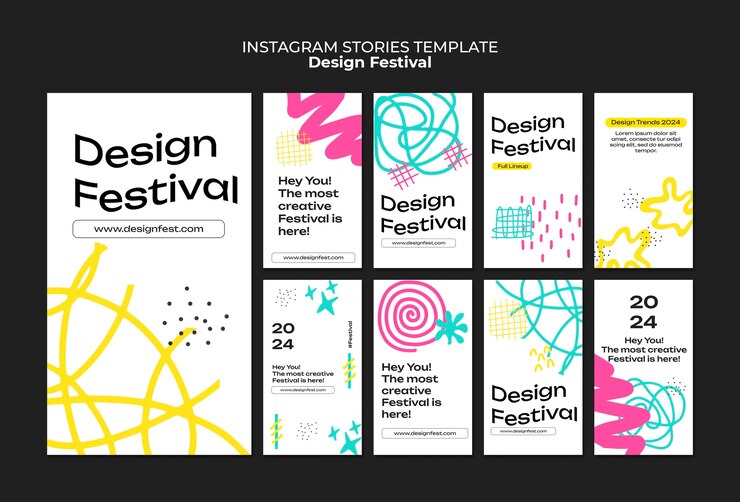 PSD gratuito storie di instagram del festival del design