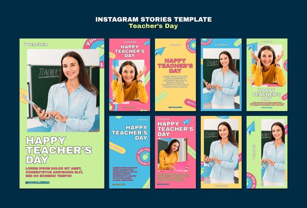 Storie di instagram del giorno dell'insegnante di design piatto