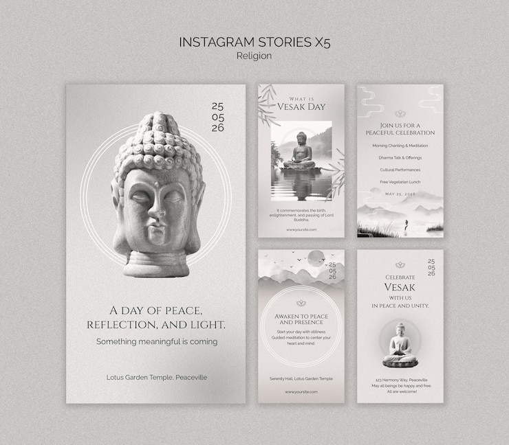 PSD gratuito storie di instagram del giorno di vesak