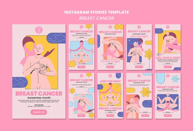 Storie di instagram del mese di sensibilizzazione sul cancro al seno