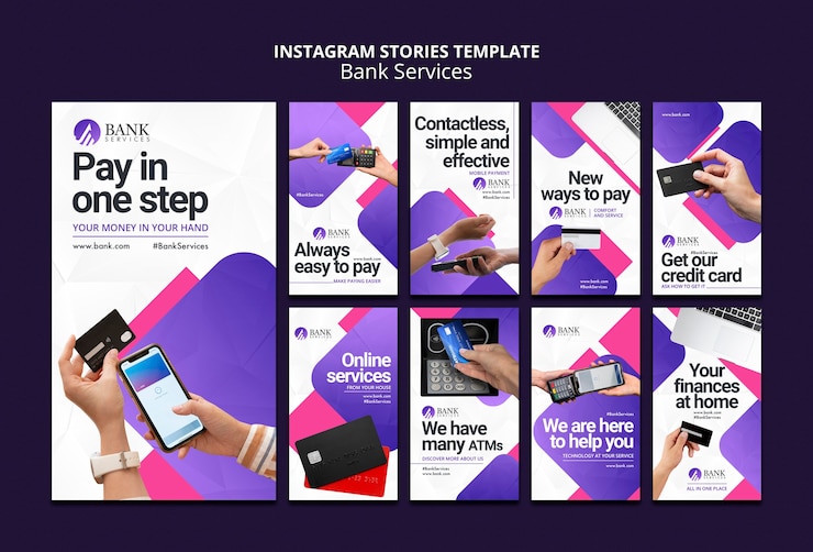 PSD gratuito storie di instagram del servizio bancario gradiente