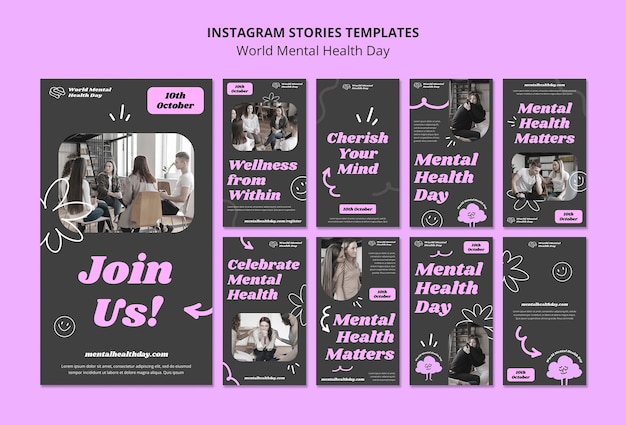 Storie di instagram della giornata mondiale della salute mentale