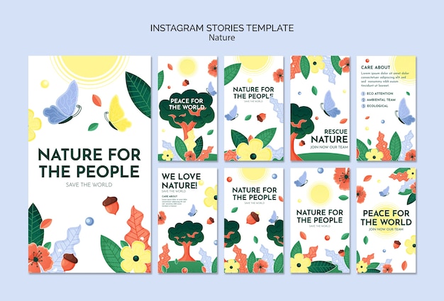 Storie di instagram della natura di salvataggio disegnate a mano