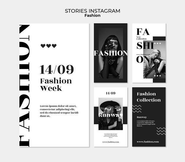 Storie di instagram delle tendenze della moda del design piatto