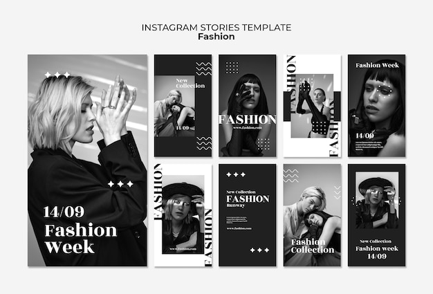 Storie di instagram delle tendenze della moda del design piatto