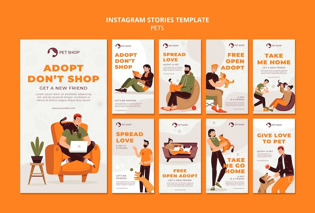 Storie di instagram di adozione del negozio di animali
