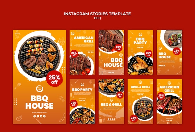 Storie di instagram di barbecue americano e grill house