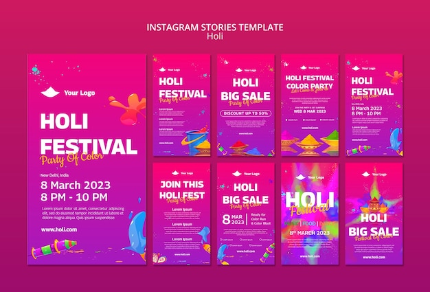 Storie di instagram di celebrazione del festival di Holi