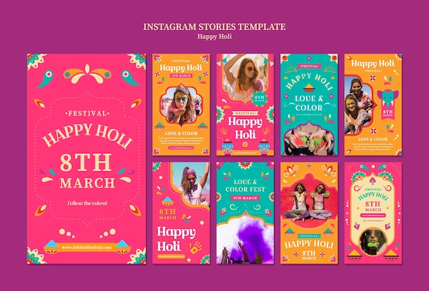 Storie di instagram di celebrazione del festival di Holi