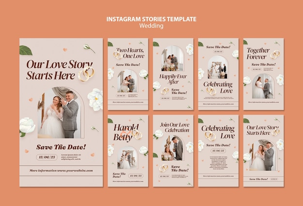 Storie di instagram di celebrazione del matrimonio