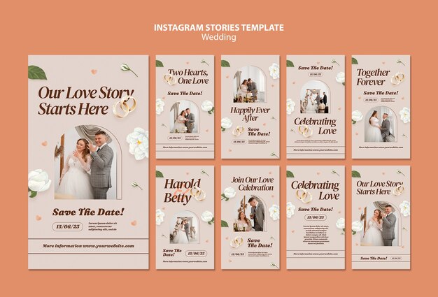 Storie di instagram di celebrazione del matrimonio