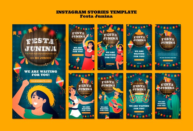 Storie di instagram di celebrazione di Festas juninas