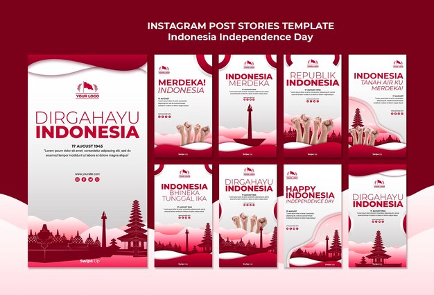 Storie di instagram di festa dell'indipendenza dell'Indonesia