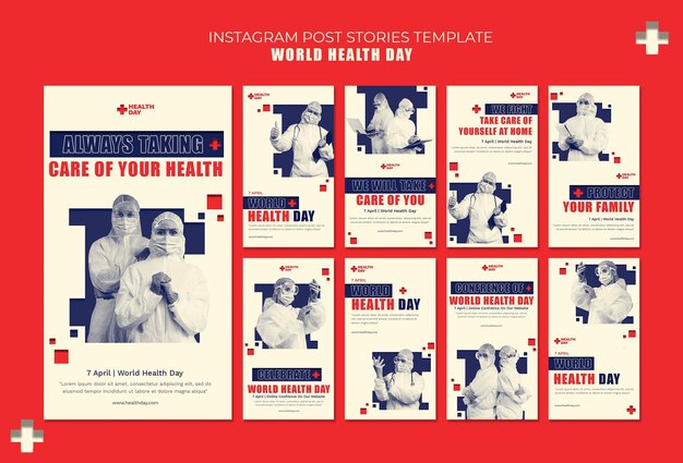 Storie di instagram di giornata mondiale della salute impostate