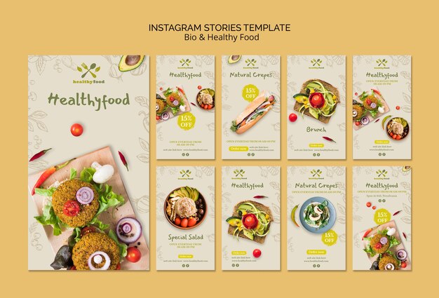 Storie di Instagram di modelli alimentari sani e bio