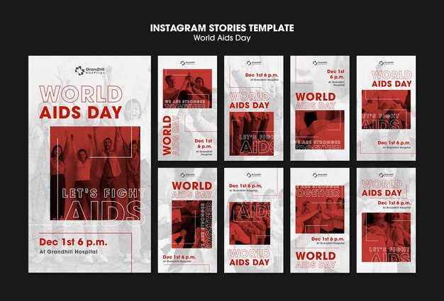 Storie di instagram di sensibilizzazione sulla giornata mondiale contro l'aids
