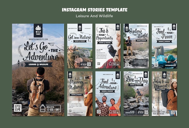 Storie di instagram per il tempo libero e la fauna selvatica