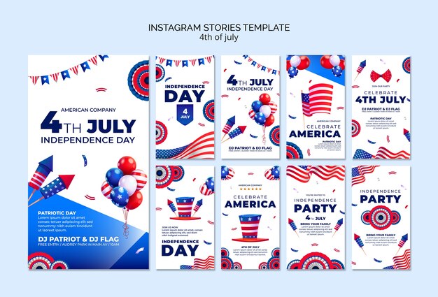 Storie di instagram per la celebrazione del 4 luglio