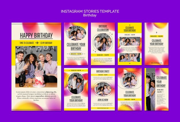 Storie di instagram per la celebrazione del compleanno sfumato