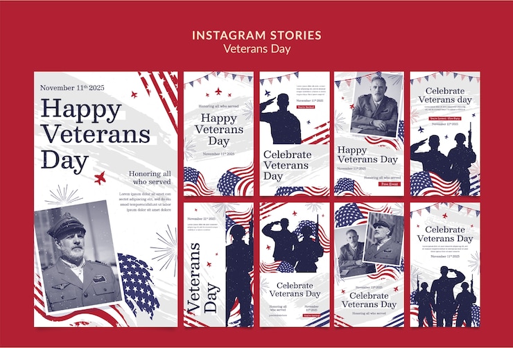 PSD gratuito storie di instagram per la celebrazione del giorno dei veterani