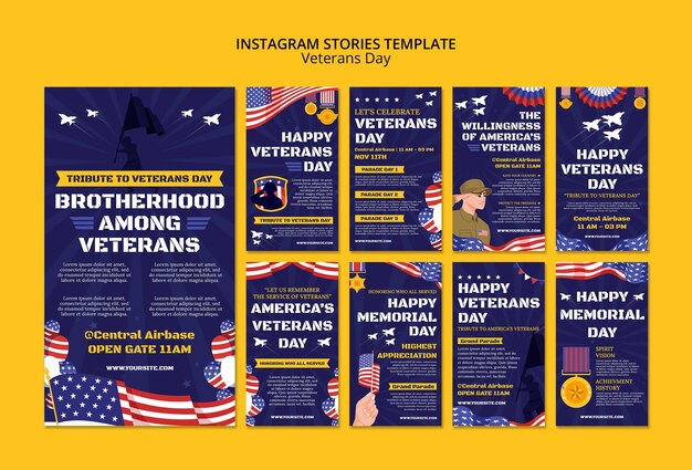Storie di instagram per la celebrazione del giorno dei veterani