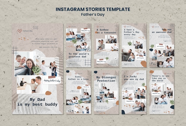 Storie di instagram per la festa del papà di design piatto