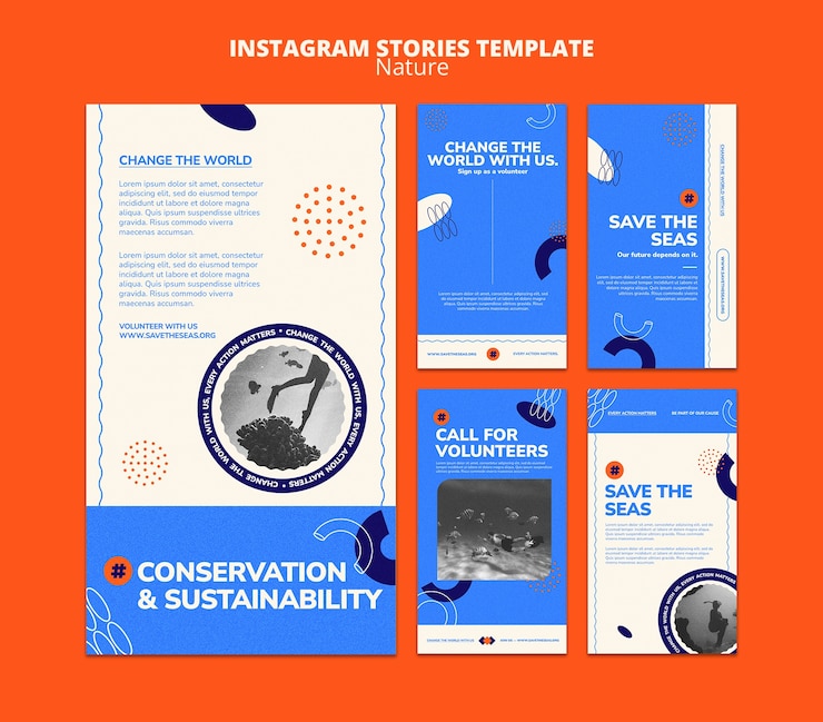 PSD gratuito storie di instagram sulla conservazione della natura