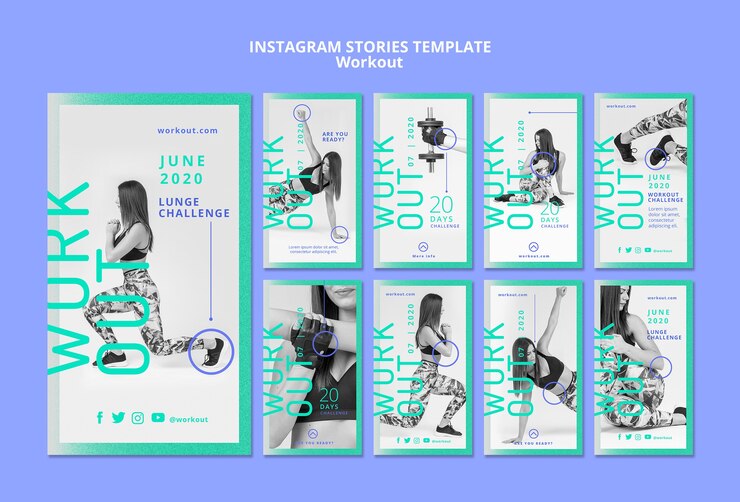 PSD gratuito storie instagram concetto di allenamento