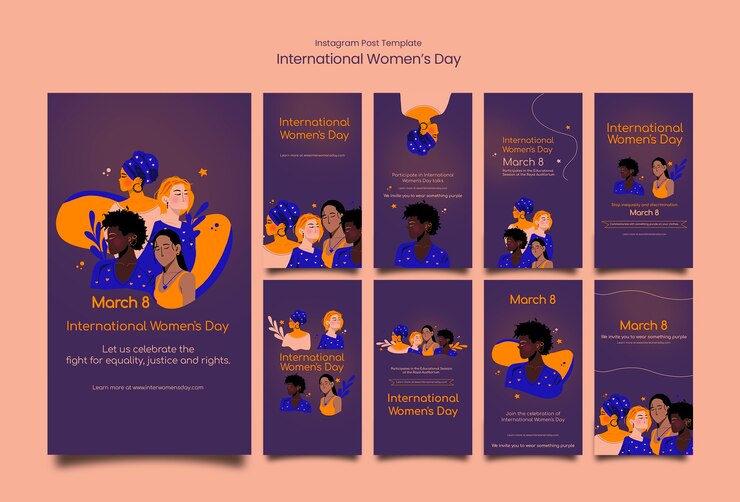 PSD gratuito storie instagram per celebrare la festa della donna